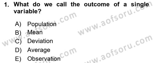 Statistics 1 Dersi 2024 - 2025 Yılı Yaz Okulu Sınav Soruları 1. Soru