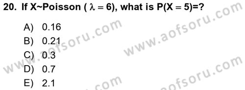 Statistics 1 Dersi 2024 - 2025 Yılı Yaz Okulu Sınav Soruları 20. Soru