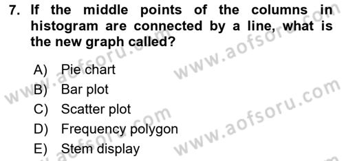 Statistics 1 Dersi 2024 - 2025 Yılı Yaz Okulu Sınav Soruları 7. Soru
