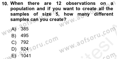 Statistics 2 Dersi 2018 - 2019 Yılı (Vize) Ara Sınav Soruları 10. Soru