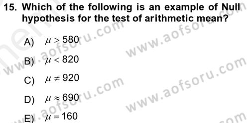 Statistics 2 Dersi 2018 - 2019 Yılı (Vize) Ara Sınav Soruları 15. Soru