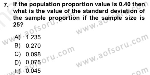 Statistics 2 Dersi 2018 - 2019 Yılı (Vize) Ara Sınav Soruları 7. Soru