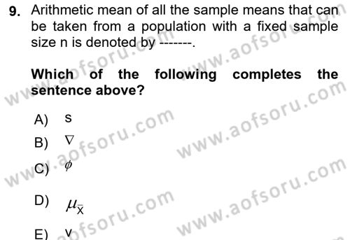 Statistics 2 Dersi 2018 - 2019 Yılı (Vize) Ara Sınav Soruları 9. Soru