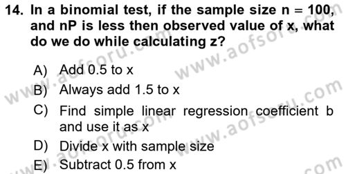 Statistics 2 Dersi 2018 - 2019 Yılı (Final) Dönem Sonu Sınav Soruları 14. Soru