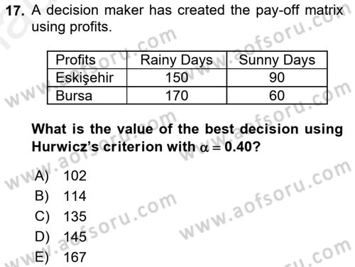 Statistics 2 Dersi 2018 - 2019 Yılı (Final) Dönem Sonu Sınav Soruları 17. Soru