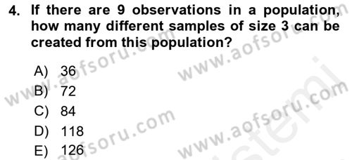 Statistics 2 Dersi 2018 - 2019 Yılı (Final) Dönem Sonu Sınav Soruları 4. Soru