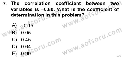 Statistics 2 Dersi 2018 - 2019 Yılı (Final) Dönem Sonu Sınav Soruları 7. Soru