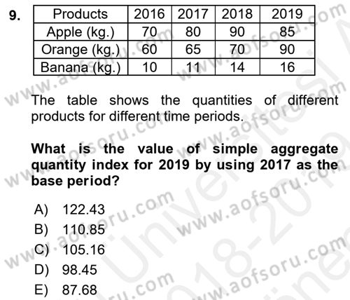 Statistics 2 Dersi 2018 - 2019 Yılı (Final) Dönem Sonu Sınav Soruları 9. Soru