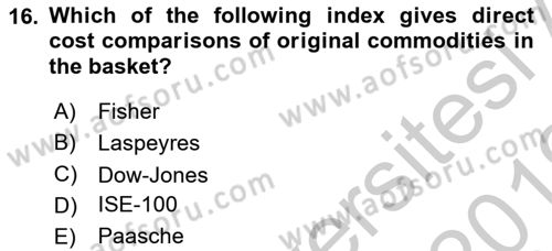 Statistics 2 Dersi 2018 - 2019 Yılı Yaz Okulu Sınav Soruları 16. Soru