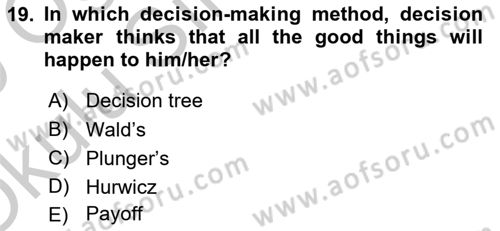 Statistics 2 Dersi 2018 - 2019 Yılı Yaz Okulu Sınav Soruları 19. Soru