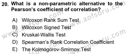 Statistics 2 Dersi 2018 - 2019 Yılı Yaz Okulu Sınav Soruları 20. Soru
