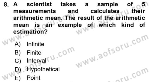 Statistics 2 Dersi 2018 - 2019 Yılı Yaz Okulu Sınav Soruları 8. Soru