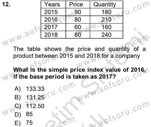 Statistics 2 Dersi 2020 - 2021 Yılı Yaz Okulu Sınav Soruları 12. Soru