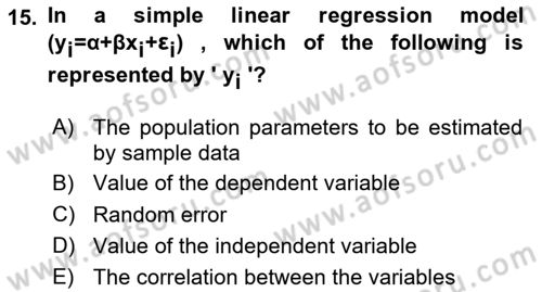 Statistics 2 Dersi 2020 - 2021 Yılı Yaz Okulu Sınav Soruları 15. Soru