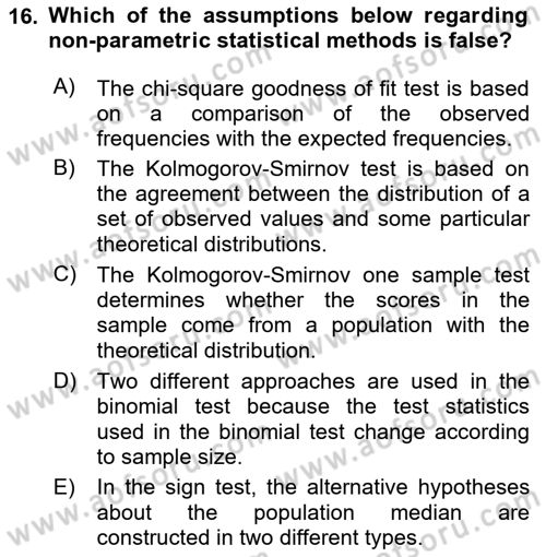 Statistics 2 Dersi 2020 - 2021 Yılı Yaz Okulu Sınav Soruları 16. Soru