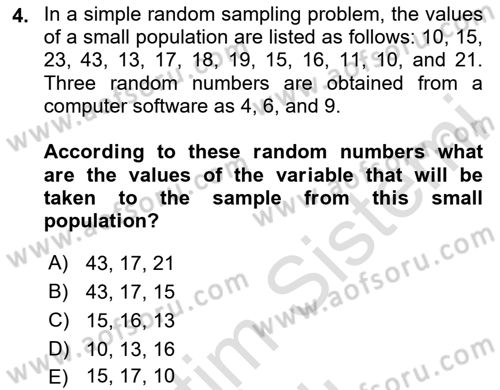 Statistics 2 Dersi 2020 - 2021 Yılı Yaz Okulu Sınav Soruları 4. Soru