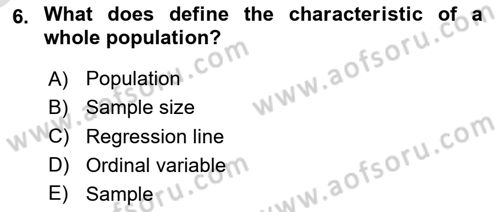 Statistics 2 Dersi 2020 - 2021 Yılı Yaz Okulu Sınav Soruları 6. Soru