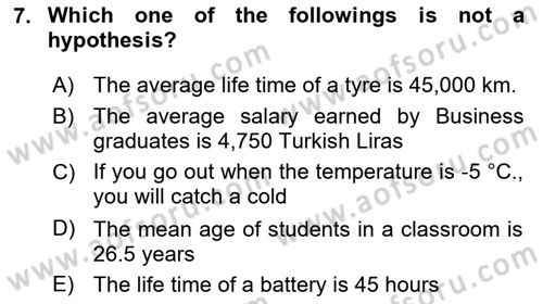 Statistics 2 Dersi 2020 - 2021 Yılı Yaz Okulu Sınav Soruları 7. Soru