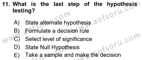 Statistics 2 Dersi 2021 - 2022 Yılı (Vize) Ara Sınav Soruları 11. Soru