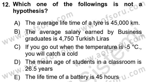 Statistics 2 Dersi 2021 - 2022 Yılı (Vize) Ara Sınav Soruları 12. Soru