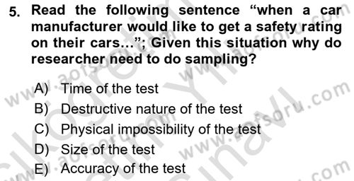 Statistics 2 Dersi 2021 - 2022 Yılı (Vize) Ara Sınav Soruları 5. Soru