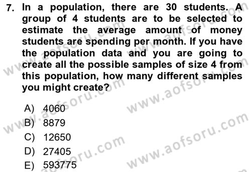 Statistics 2 Dersi 2021 - 2022 Yılı (Vize) Ara Sınav Soruları 7. Soru