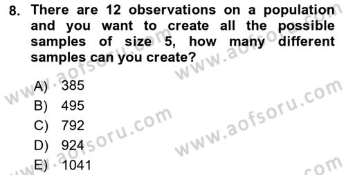 Statistics 2 Dersi 2021 - 2022 Yılı (Vize) Ara Sınav Soruları 8. Soru