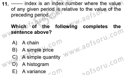 Statistics 2 Dersi 2021 - 2022 Yılı (Final) Dönem Sonu Sınav Soruları 11. Soru