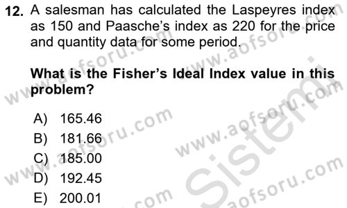 Statistics 2 Dersi 2021 - 2022 Yılı (Final) Dönem Sonu Sınav Soruları 12. Soru