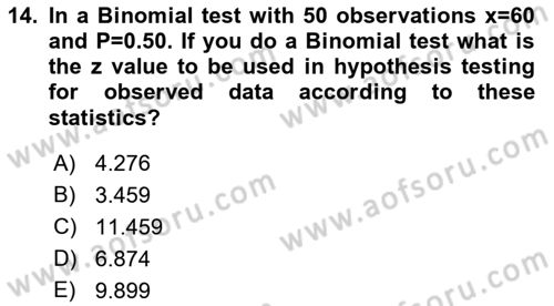 Statistics 2 Dersi 2021 - 2022 Yılı (Final) Dönem Sonu Sınav Soruları 14. Soru