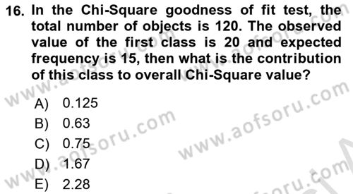 Statistics 2 Dersi 2021 - 2022 Yılı (Final) Dönem Sonu Sınav Soruları 16. Soru