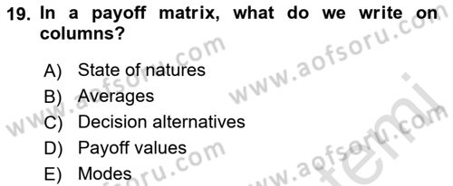 Statistics 2 Dersi 2021 - 2022 Yılı (Final) Dönem Sonu Sınav Soruları 19. Soru