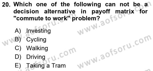 Statistics 2 Dersi 2021 - 2022 Yılı (Final) Dönem Sonu Sınav Soruları 20. Soru