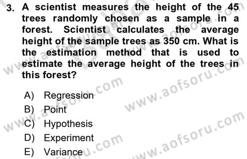 Statistics 2 Dersi 2021 - 2022 Yılı (Final) Dönem Sonu Sınav Soruları 3. Soru
