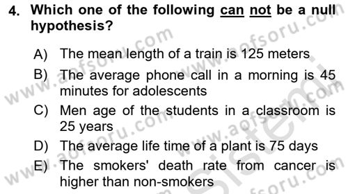 Statistics 2 Dersi 2021 - 2022 Yılı (Final) Dönem Sonu Sınav Soruları 4. Soru