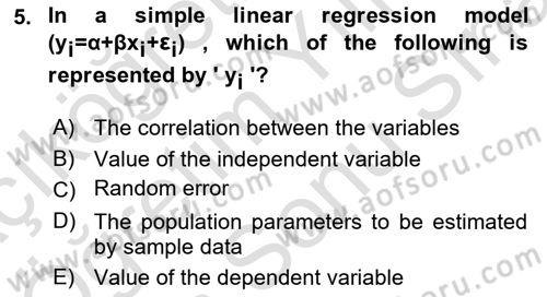 Statistics 2 Dersi 2021 - 2022 Yılı (Final) Dönem Sonu Sınav Soruları 5. Soru