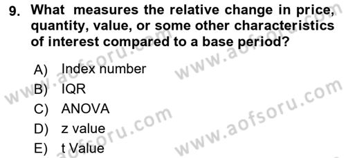 Statistics 2 Dersi 2021 - 2022 Yılı (Final) Dönem Sonu Sınav Soruları 9. Soru