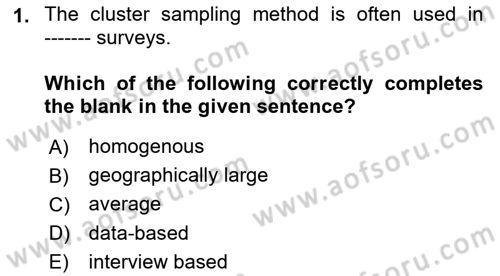 Statistics 2 Dersi 2021 - 2022 Yılı Yaz Okulu Sınav Soruları 1. Soru