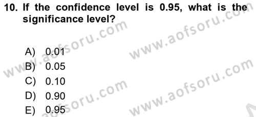 Statistics 2 Dersi 2021 - 2022 Yılı Yaz Okulu Sınav Soruları 10. Soru