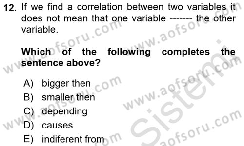 Statistics 2 Dersi 2021 - 2022 Yılı Yaz Okulu Sınav Soruları 12. Soru