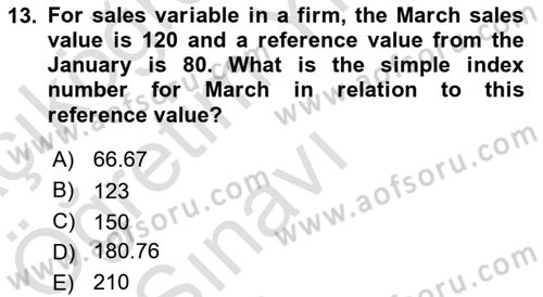 Statistics 2 Dersi 2021 - 2022 Yılı Yaz Okulu Sınav Soruları 13. Soru