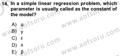 Statistics 2 Dersi 2021 - 2022 Yılı Yaz Okulu Sınav Soruları 14. Soru