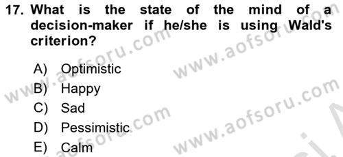 Statistics 2 Dersi 2021 - 2022 Yılı Yaz Okulu Sınav Soruları 17. Soru