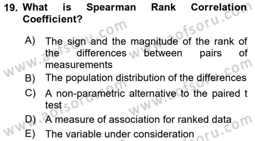 Statistics 2 Dersi 2021 - 2022 Yılı Yaz Okulu Sınav Soruları 19. Soru