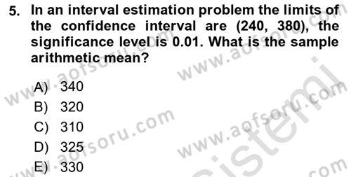 Statistics 2 Dersi 2021 - 2022 Yılı Yaz Okulu Sınav Soruları 5. Soru