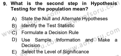 Statistics 2 Dersi 2021 - 2022 Yılı Yaz Okulu Sınav Soruları 9. Soru