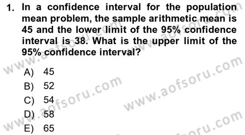 Statistics 2 Dersi 2022 - 2023 Yılı Yaz Okulu Sınav Soruları 1. Soru