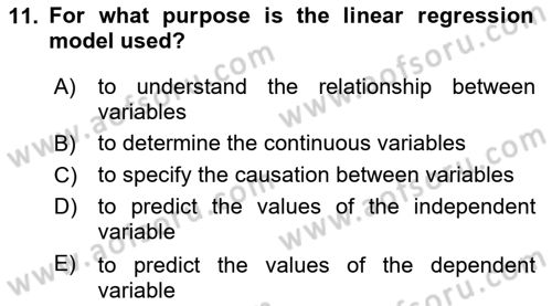 Statistics 2 Dersi 2022 - 2023 Yılı Yaz Okulu Sınav Soruları 11. Soru