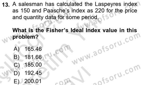 Statistics 2 Dersi 2022 - 2023 Yılı Yaz Okulu Sınav Soruları 13. Soru