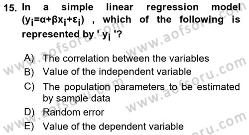 Statistics 2 Dersi 2022 - 2023 Yılı Yaz Okulu Sınav Soruları 15. Soru
